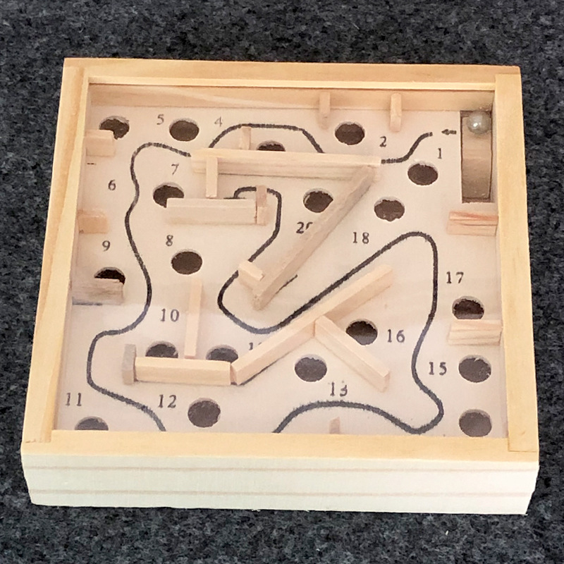 Wooden Handheld Small Game Maze Game Perplexus Adult Puzzle Toy Steel Ball Maze Balance Ball 20 Levels
