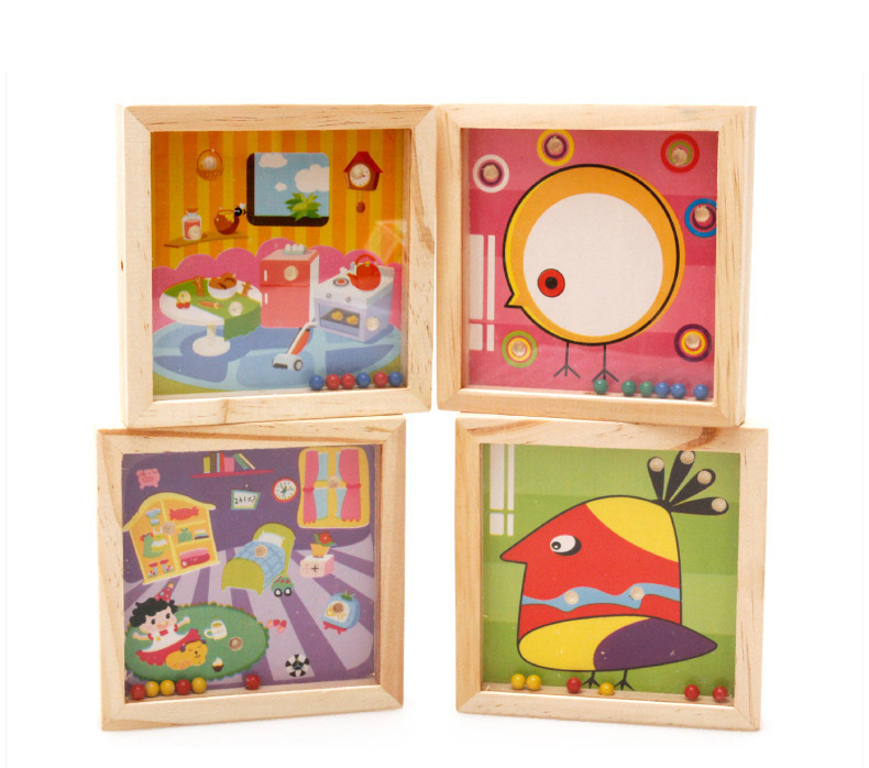 Wooden Handheld Bead Maze Balance Rolling Ball Game Wooden Children Early Childhood Education