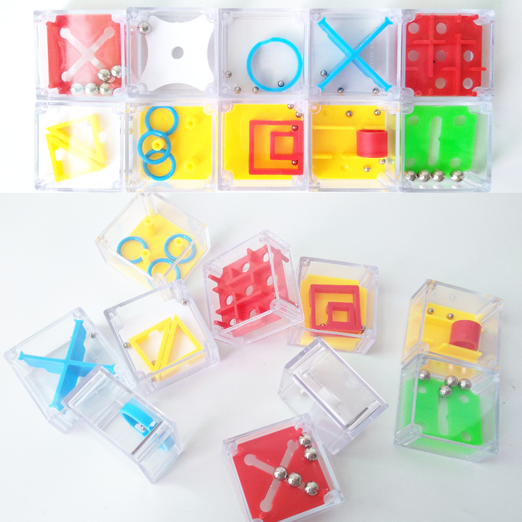Plastic toy square transparent multi-shape maze ball concentration balance strength training gift small toy