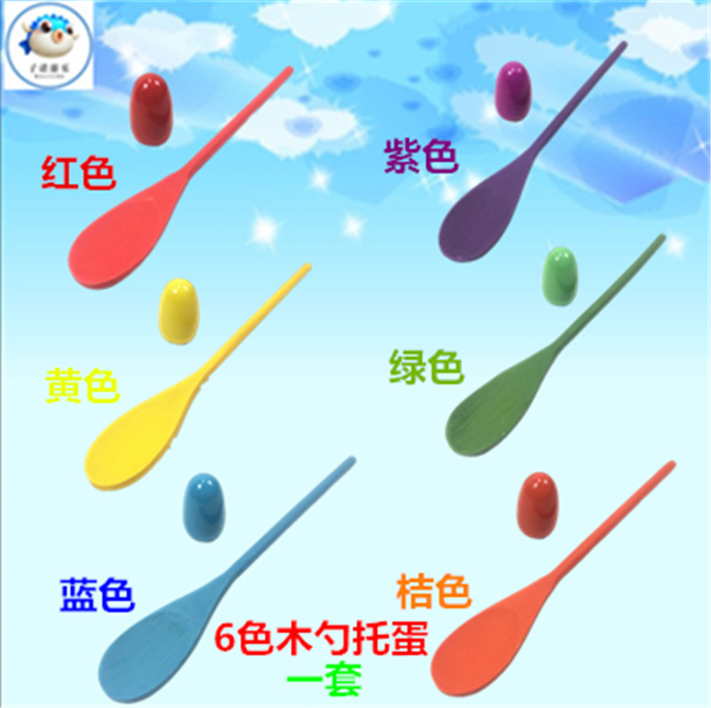 Sensory Training Toy Wooden Spoon Egg Kindergarten Children&#039;s Balance Wood Rod Early Education Interactive Game Wooden Spoon Balance Ball