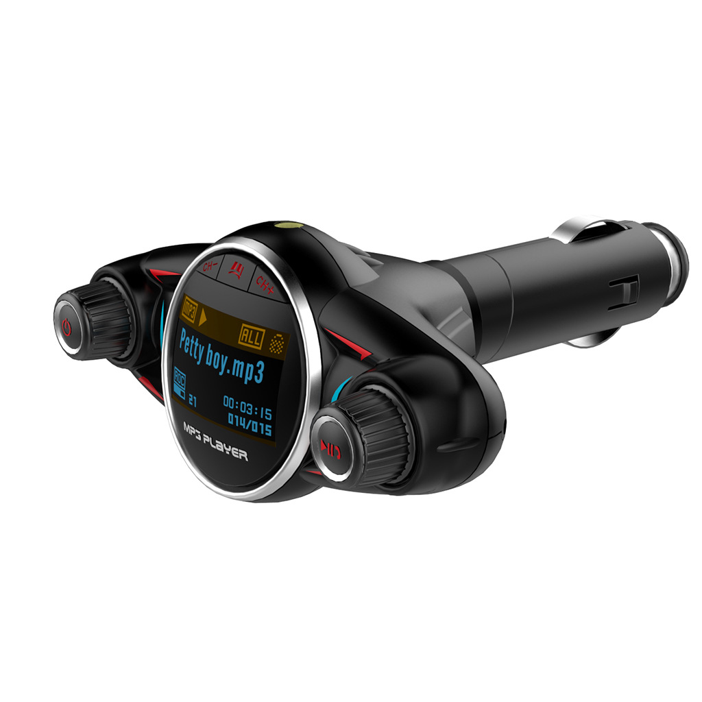 Bt08 New Big Eyes Double Head FM Car Bluetooth MP3 Double Knob Cool Light Large Screen Display Voltage Bt08 New Big Eyes Double Head FM Car Bluetooth MP3 Double Knob Cool Light Large Screen Display Voltage