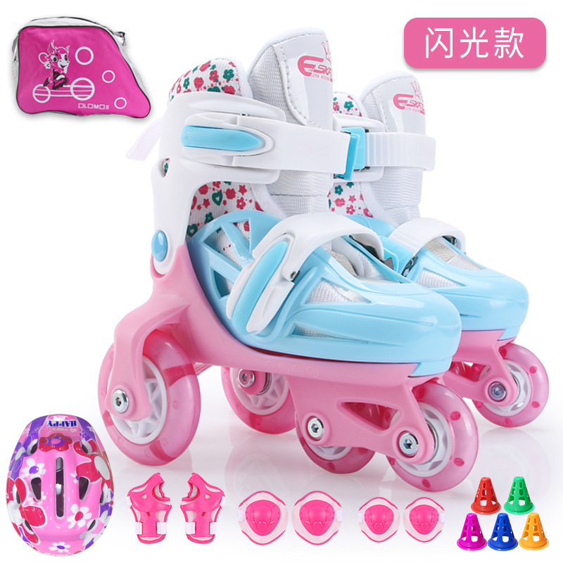Factory Direct Sales One Piece Dropshipping the Skating Shoes Children Roller Skating Shoes Set Flash Roller Skates Beginner Rollerskate