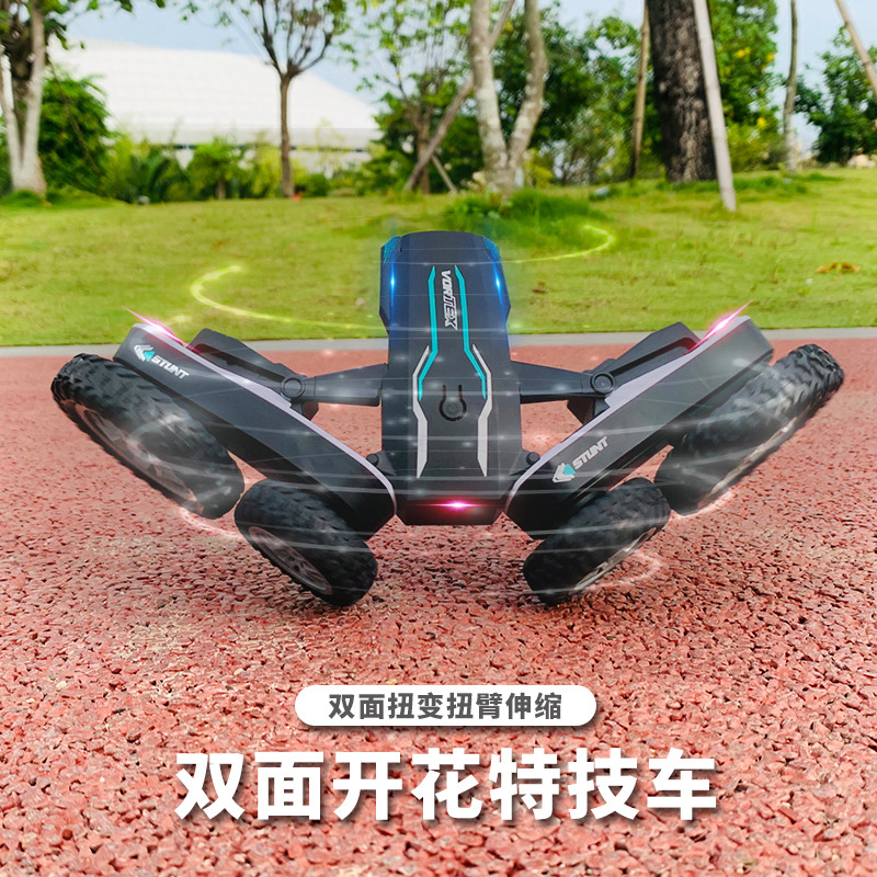 Cross-Border Hot Sale Remote Control Stunt Car 2.4G Toy 360 Rotating Flowering Cool Light Tumbling Double-Sided Butterfly Car
