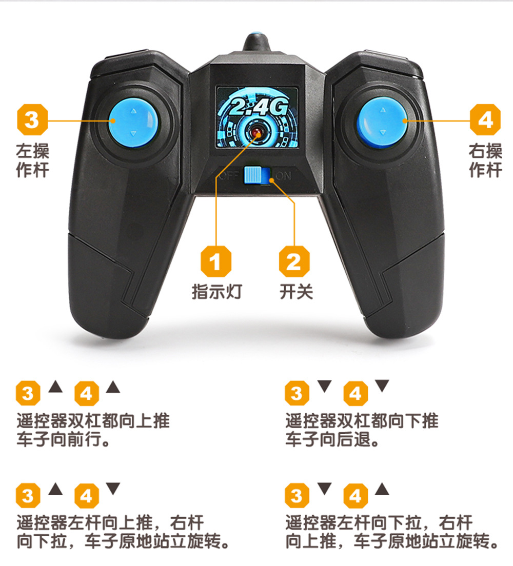 Cross-Border Hot Sale Remote Control Stunt Car 2.4G Toy 360 Rotating Flowering Cool Light Tumbling Double-Sided Butterfly Car