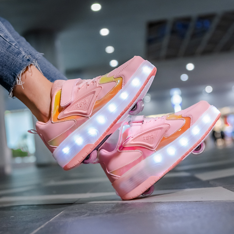 Amazon AliExpress Supply Luminous Children&#039;s Two-Wheel Heelys Charging Skate Shoes Boys and Girls Skates Manufacturer