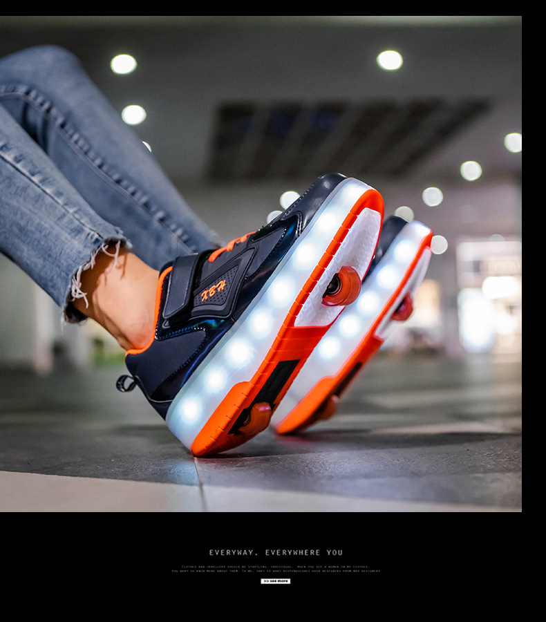 Amazon AliExpress Supply Luminous Children's Two-Wheel Heelys Charging Skate Shoes Boys and Girls Skates Manufacturer Amazon AliExpress Supply Luminous Children's Two-Wheel Heelys Charging Skate Shoes Boys and Girls Skates Manufacturer