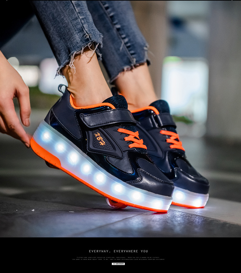 Amazon AliExpress Supply Luminous Children's Two-Wheel Heelys Charging Skate Shoes Boys and Girls Skates Manufacturer Amazon AliExpress Supply Luminous Children's Two-Wheel Heelys Charging Skate Shoes Boys and Girls Skates Manufacturer