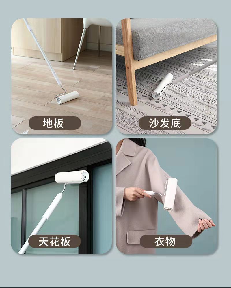Long handle telescopic roller can tear type Copic mucilage stick paper Portable clothes cleaner Broom Mucilage Stick