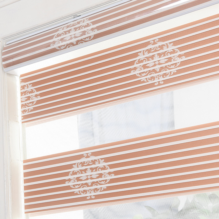 Spot Double-Layer Jacquard Electric Soft Gauze Curtain Modern Minimalist Room Darkening Roller Shade Fabric Hotel Study Printed Curtain