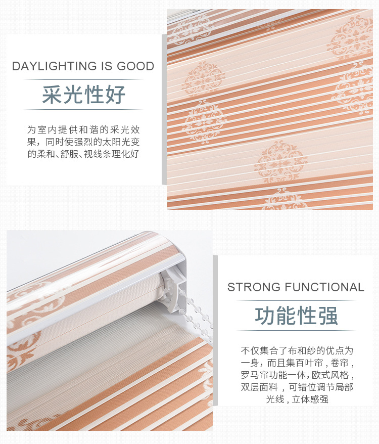 Spot Double-Layer Jacquard Electric Soft Gauze Curtain Modern Minimalist Room Darkening Roller Shade Fabric Hotel Study Printed Curtain