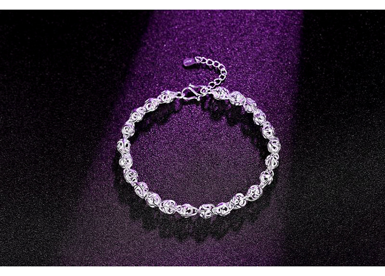 Round Beads Diet Balls Silver Plated Bracelet Female Fortune Roller Ball Hand Ring Korean Silver Jewelry Wholesale Hollow Ball Bracelet