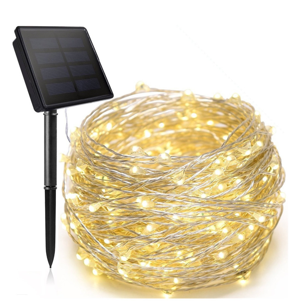 Solar-Powered String Lights Outdoor Courtyard String Lawn Lamp Copper Wire Colored Lights Decorative Lights