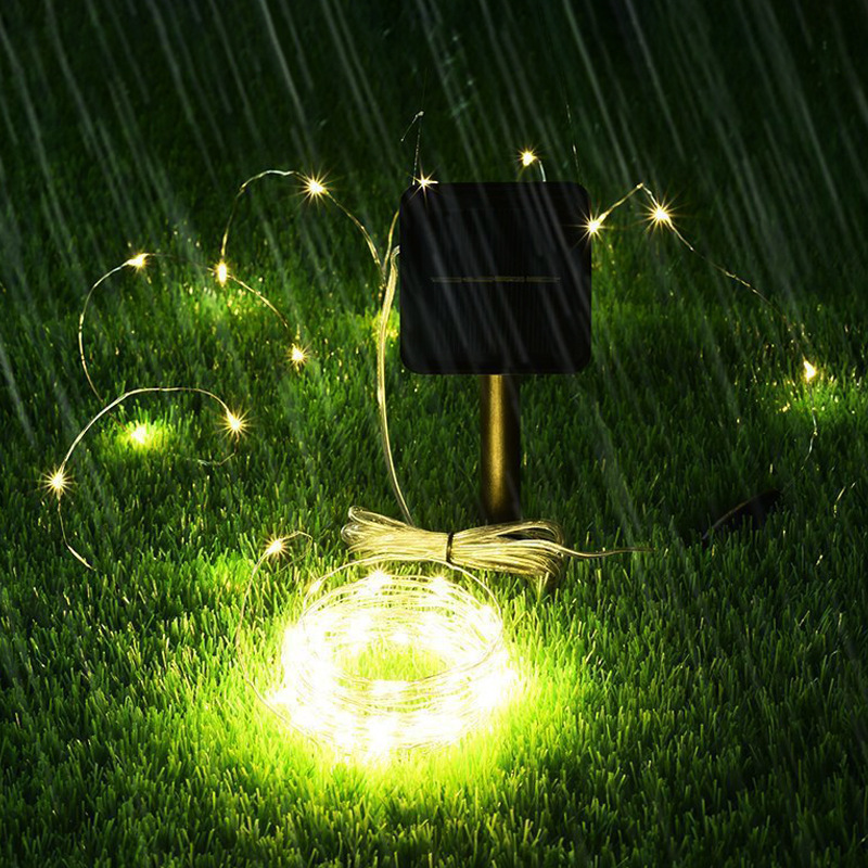 Solar-Powered String Lights Outdoor Courtyard String Lawn Lamp Copper Wire Colored Lights Decorative Lights