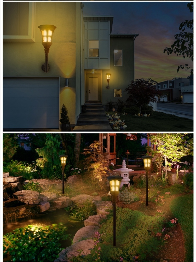 LED Solar Outdoor Torch Lamp Flame Lamp Courtyard Lawn Landscape Ground Plugged Light