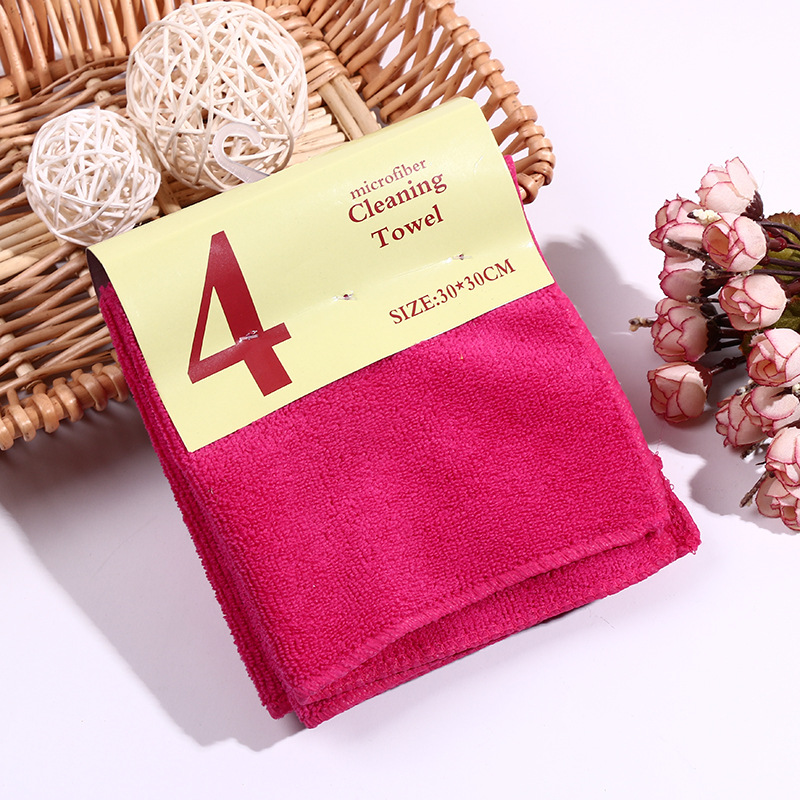 Daily household furniture sctowel ultrafine fiber pure lawn color cloth 4 pieces one card