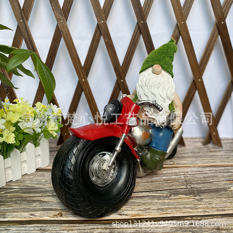 Solar Resin Crafts Flocking Dwarf Motorcycle Garden Decoration Outdoor Lawn Courtyard Resin Decorations Solar Resin Crafts Flocking Dwarf Motorcycle Garden Decoration Outdoor Lawn Courtyard Resin Decorations