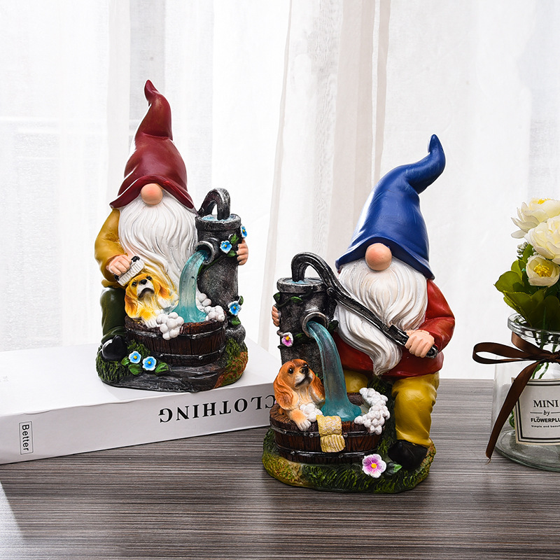 Cross-Border New Solar Energy Resin Decorations Elf Statue Garden Dwarf Dwarf Outdoor Courtyard Lawn Decoration