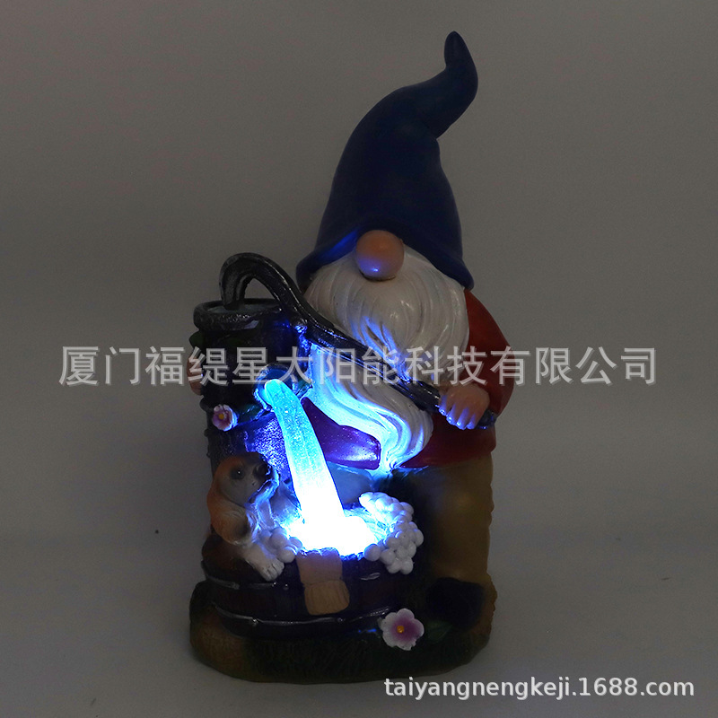 Cross-Border New Solar Energy Resin Decorations Elf Statue Garden Dwarf Dwarf Outdoor Courtyard Lawn Decoration
