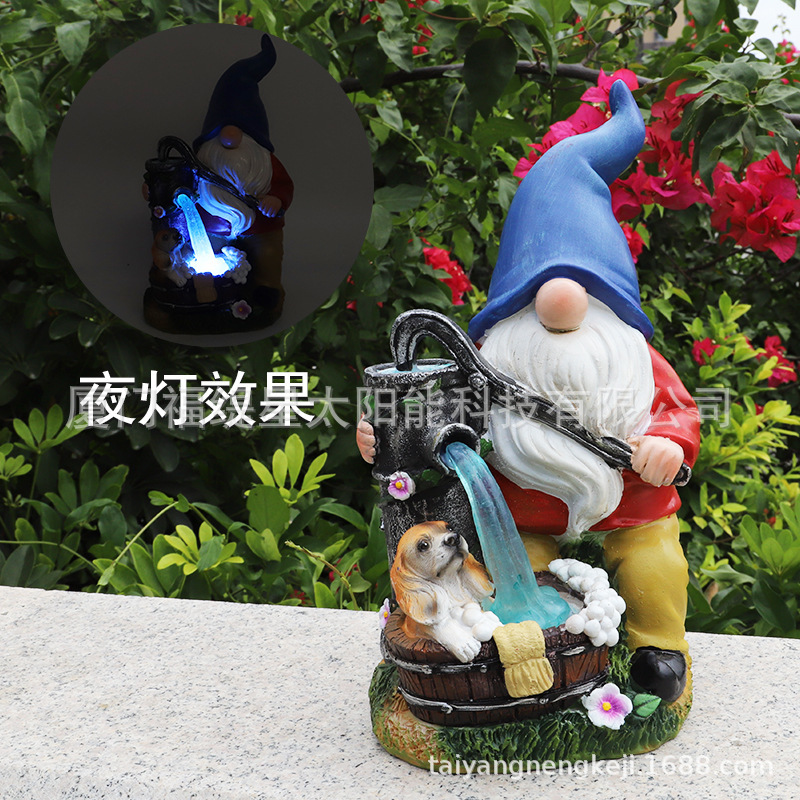 Cross-Border New Solar Energy Resin Decorations Elf Statue Garden Dwarf Dwarf Outdoor Courtyard Lawn Decoration