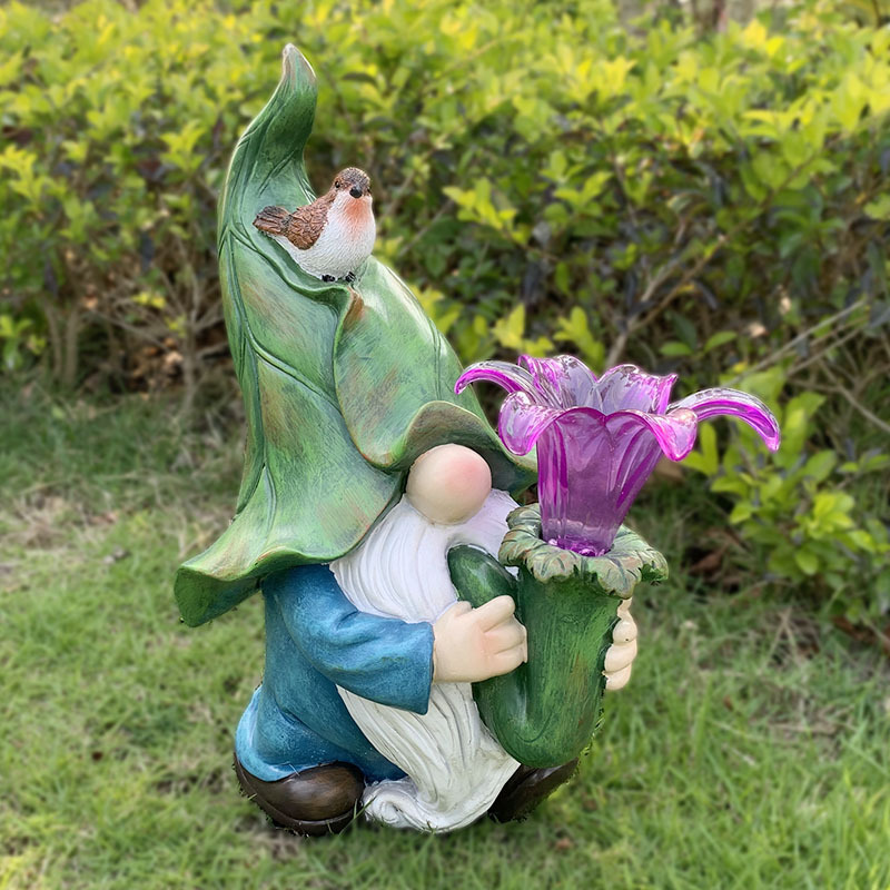 Cross-Border New Solar Energy Resin Decorations Elf Statue Garden Dwarf Dwarf Outdoor Courtyard Lawn Decoration