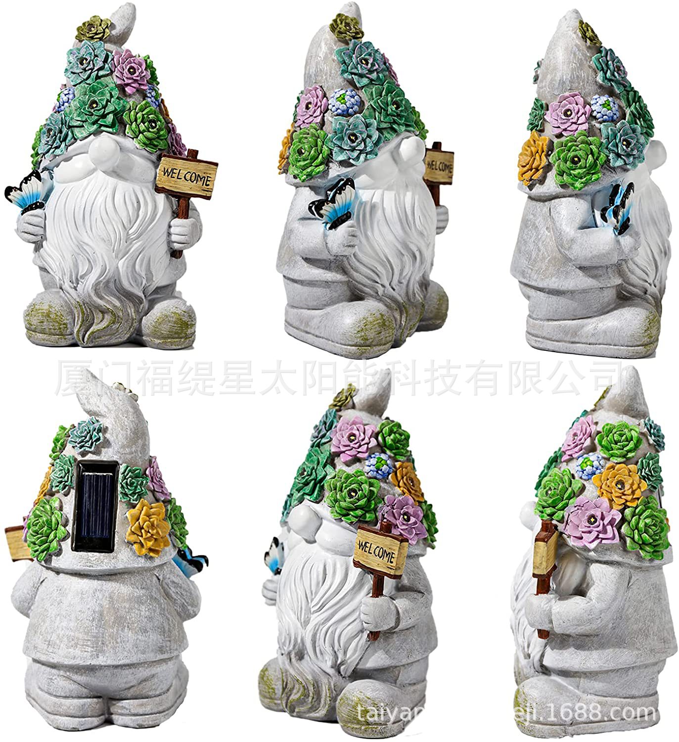 Cross-Border New Solar Energy Resin Decorations Elf Statue Garden Dwarf Dwarf Outdoor Courtyard Lawn Decoration
