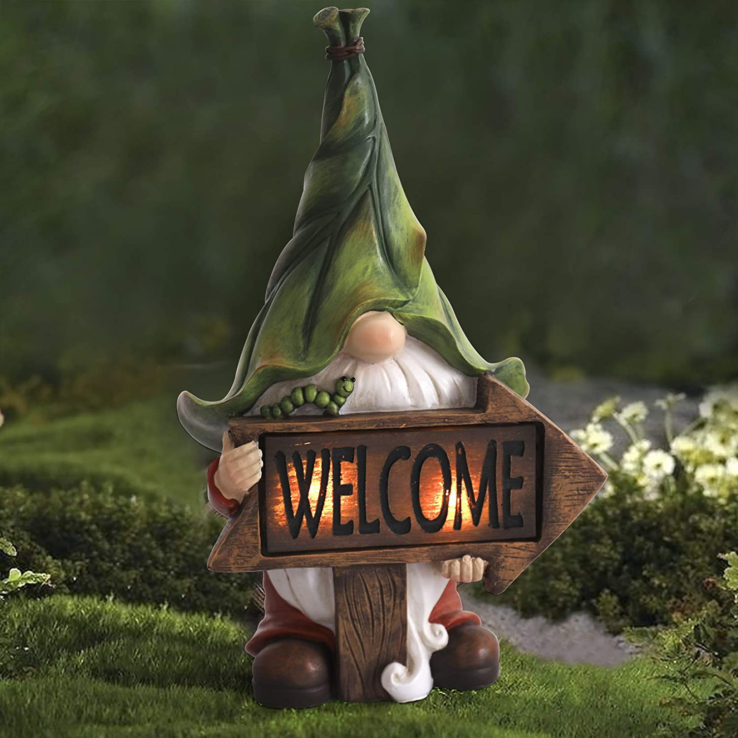 Cross-Border New Solar Energy Resin Decorations Elf Statue Garden Dwarf Dwarf Outdoor Courtyard Lawn Decoration