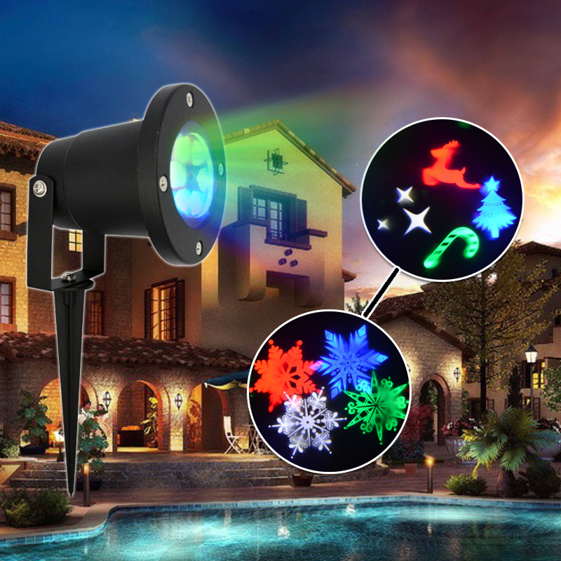 LED Christmas Projection Lamp Snowflake Lamp Lawn Lamp Outdoor White Color Snowflake Projection Lamp Accept Custom Pictures