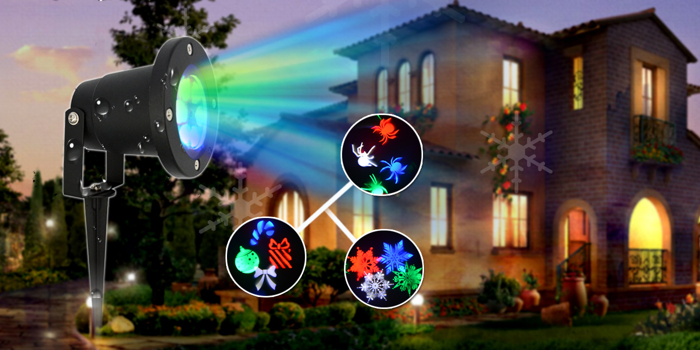 LED Christmas Projection Lamp Snowflake Lamp Lawn Lamp Outdoor White Color Snowflake Projection Lamp Accept Custom Pictures