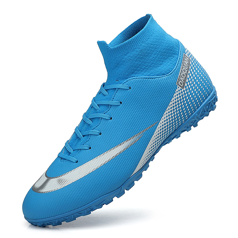 Cross-Border Soccer Shoes High-Top TF Broken Nail Artificial Lawn Skin Foot Boys and Girls AG Spike Competition Student Training Shoes