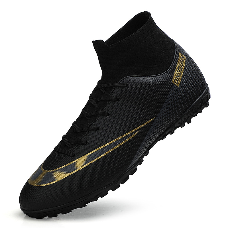 Cross-Border Soccer Shoes High-Top TF Broken Nail Artificial Lawn Skin Foot Boys and Girls AG Spike Competition Student Training Shoes