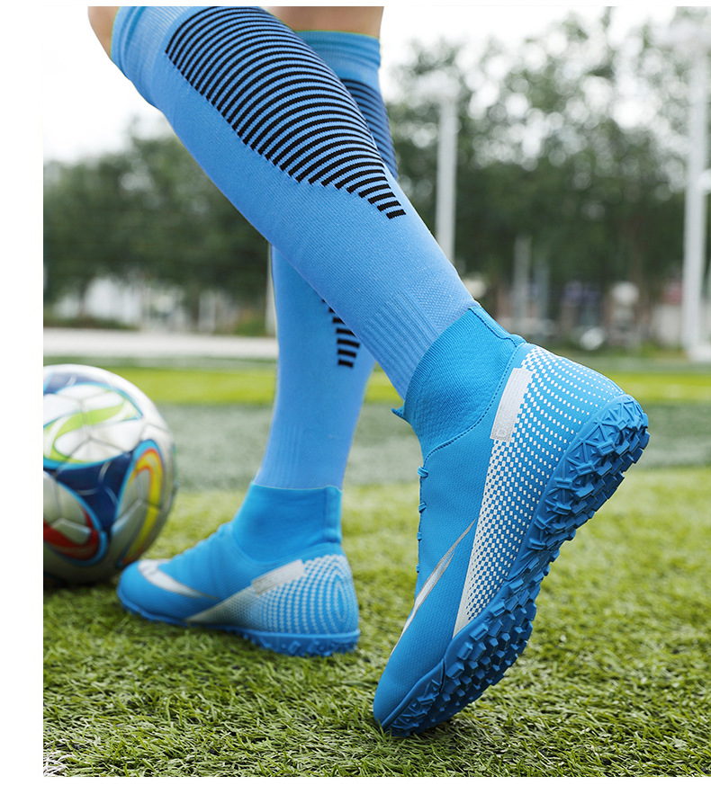 Cross-Border Soccer Shoes High-Top TF Broken Nail Artificial Lawn Skin Foot Boys and Girls AG Spike Competition Student Training Shoes Cross-Border Soccer Shoes High-Top TF Broken Nail Artificial Lawn Skin Foot Boys and Girls AG Spike Competition Student Training Shoes