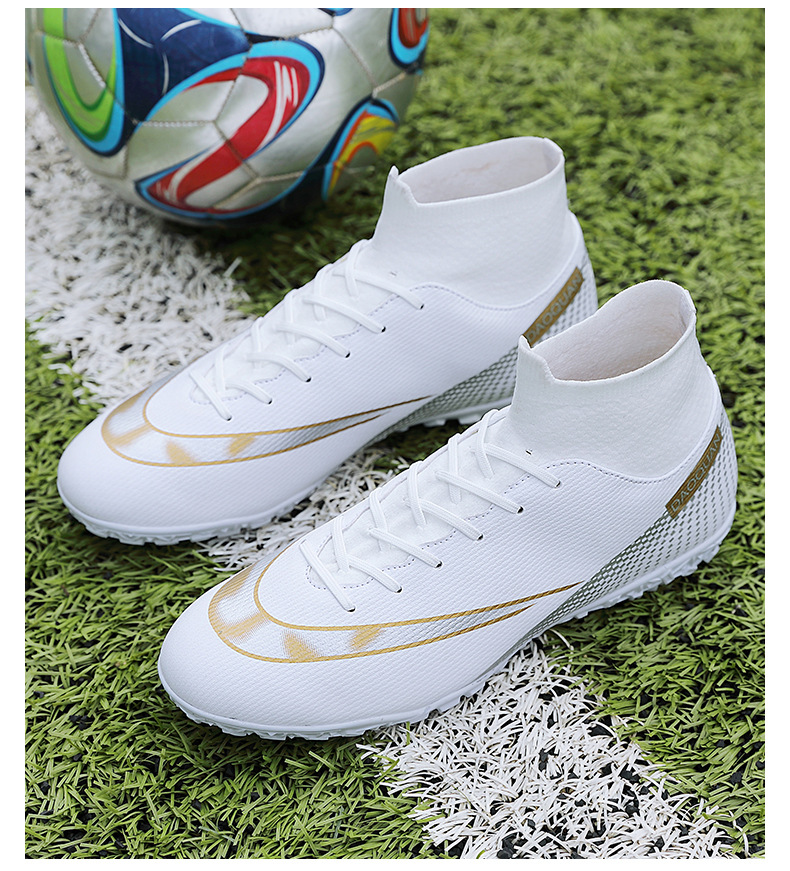 Cross-Border Soccer Shoes High-Top TF Broken Nail Artificial Lawn Skin Foot Boys and Girls AG Spike Competition Student Training Shoes Cross-Border Soccer Shoes High-Top TF Broken Nail Artificial Lawn Skin Foot Boys and Girls AG Spike Competition Student Training Shoes