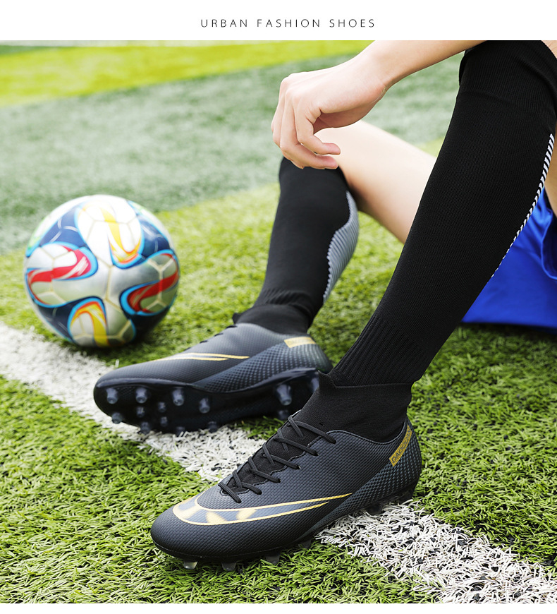 Cross-Border Soccer Shoes High-Top TF Broken Nail Artificial Lawn Skin Foot Boys and Girls AG Spike Competition Student Training Shoes Cross-Border Soccer Shoes High-Top TF Broken Nail Artificial Lawn Skin Foot Boys and Girls AG Spike Competition Student Training Shoes
