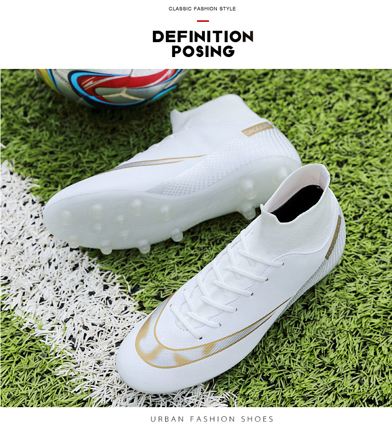 Cross-Border Soccer Shoes High-Top TF Broken Nail Artificial Lawn Skin Foot Boys and Girls AG Spike Competition Student Training Shoes Cross-Border Soccer Shoes High-Top TF Broken Nail Artificial Lawn Skin Foot Boys and Girls AG Spike Competition Student Training Shoes
