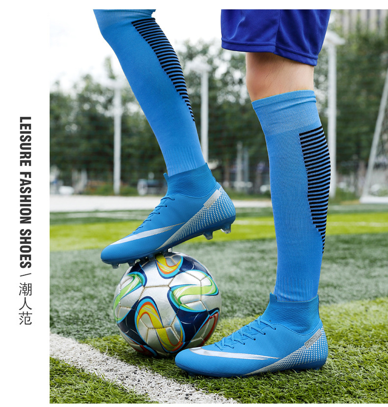 Cross-Border Soccer Shoes High-Top TF Broken Nail Artificial Lawn Skin Foot Boys and Girls AG Spike Competition Student Training Shoes Cross-Border Soccer Shoes High-Top TF Broken Nail Artificial Lawn Skin Foot Boys and Girls AG Spike Competition Student Training Shoes