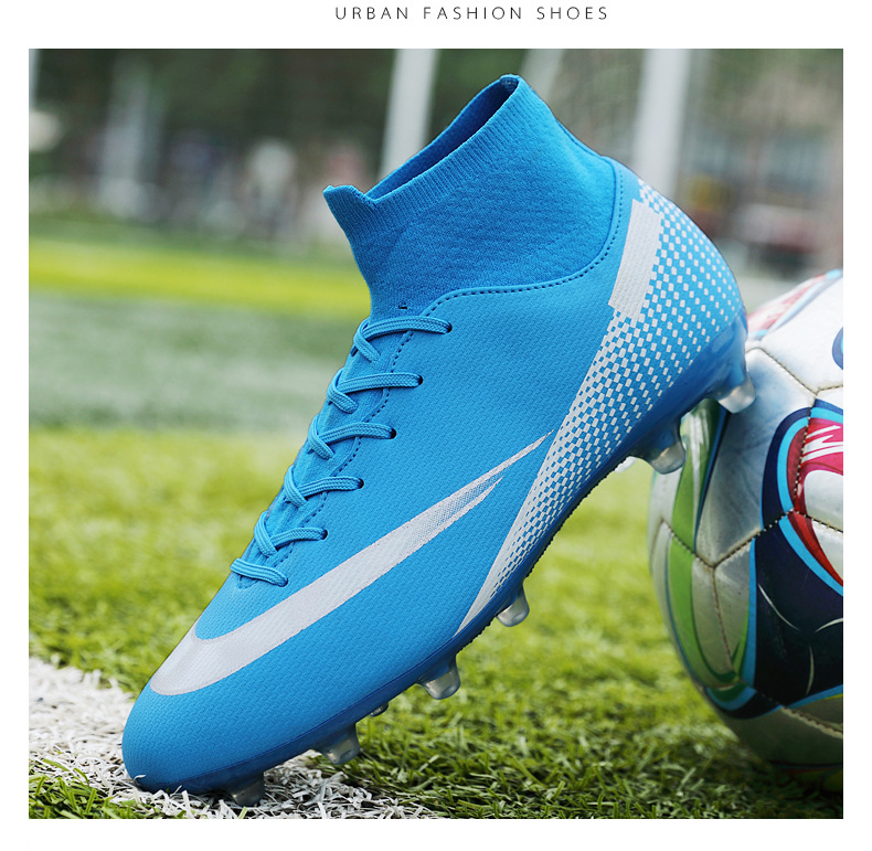 Cross-Border Soccer Shoes High-Top TF Broken Nail Artificial Lawn Skin Foot Boys and Girls AG Spike Competition Student Training Shoes Cross-Border Soccer Shoes High-Top TF Broken Nail Artificial Lawn Skin Foot Boys and Girls AG Spike Competition Student Training Shoes