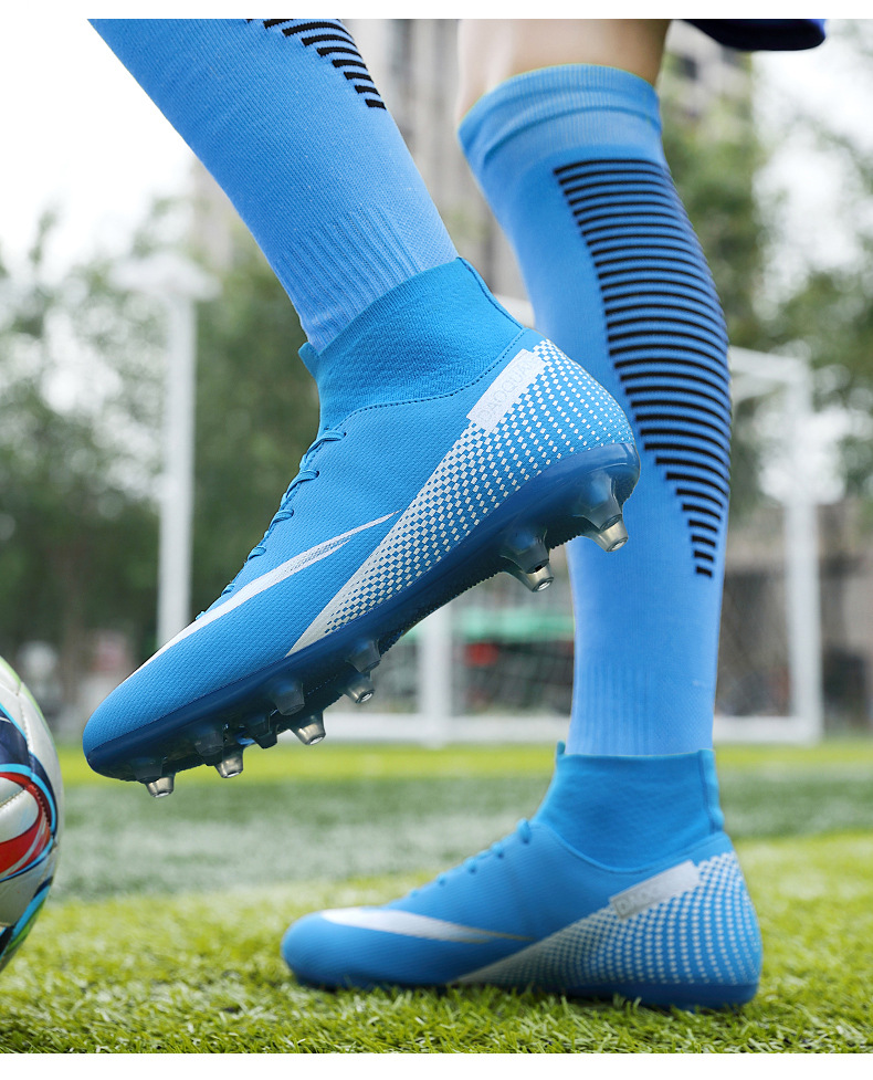Cross-Border Soccer Shoes High-Top TF Broken Nail Artificial Lawn Skin Foot Boys and Girls AG Spike Competition Student Training Shoes Cross-Border Soccer Shoes High-Top TF Broken Nail Artificial Lawn Skin Foot Boys and Girls AG Spike Competition Student Training Shoes
