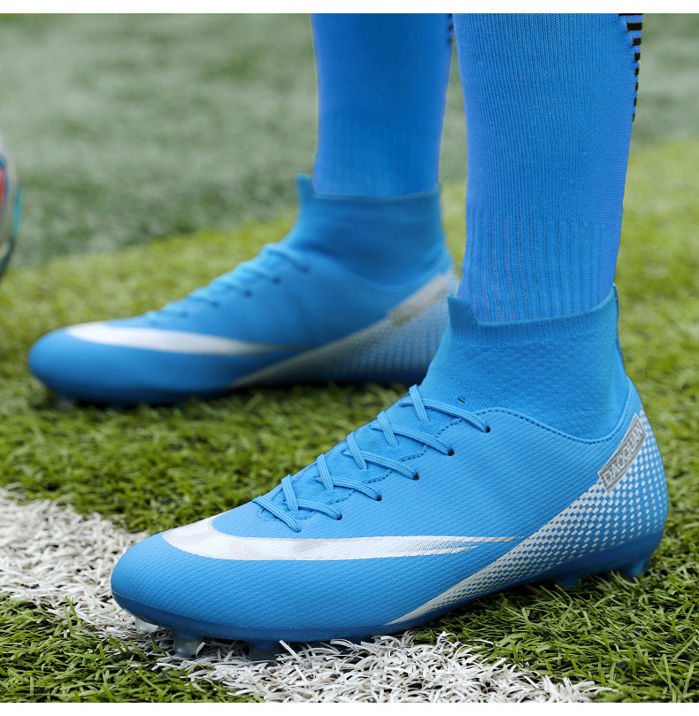 Cross-Border Soccer Shoes High-Top TF Broken Nail Artificial Lawn Skin Foot Boys and Girls AG Spike Competition Student Training Shoes Cross-Border Soccer Shoes High-Top TF Broken Nail Artificial Lawn Skin Foot Boys and Girls AG Spike Competition Student Training Shoes