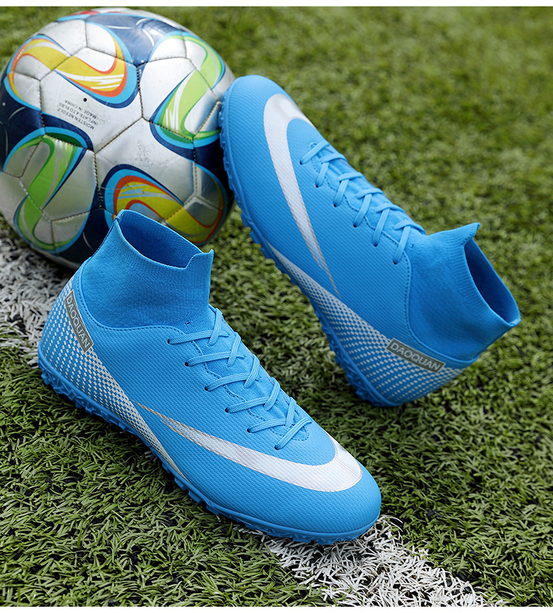 Cross-Border Soccer Shoes High-Top TF Broken Nail Artificial Lawn Skin Foot Boys and Girls AG Spike Competition Student Training Shoes Cross-Border Soccer Shoes High-Top TF Broken Nail Artificial Lawn Skin Foot Boys and Girls AG Spike Competition Student Training Shoes