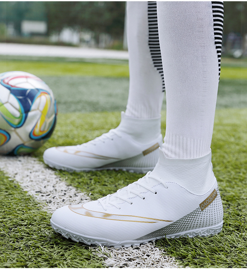 Cross-Border Soccer Shoes High-Top TF Broken Nail Artificial Lawn Skin Foot Boys and Girls AG Spike Competition Student Training Shoes Cross-Border Soccer Shoes High-Top TF Broken Nail Artificial Lawn Skin Foot Boys and Girls AG Spike Competition Student Training Shoes