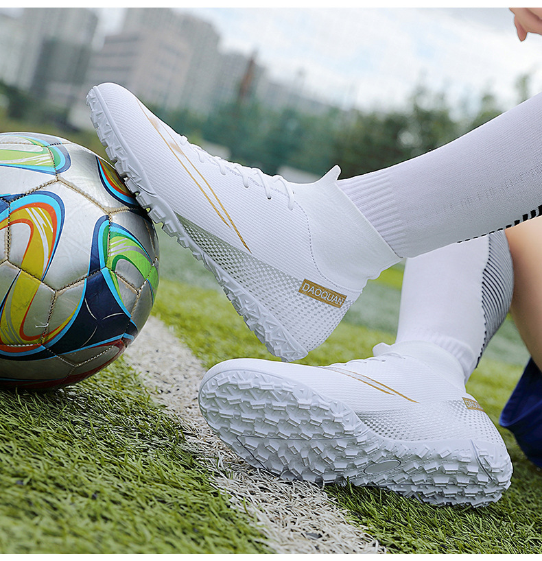 Cross-Border Soccer Shoes High-Top TF Broken Nail Artificial Lawn Skin Foot Boys and Girls AG Spike Competition Student Training Shoes Cross-Border Soccer Shoes High-Top TF Broken Nail Artificial Lawn Skin Foot Boys and Girls AG Spike Competition Student Training Shoes