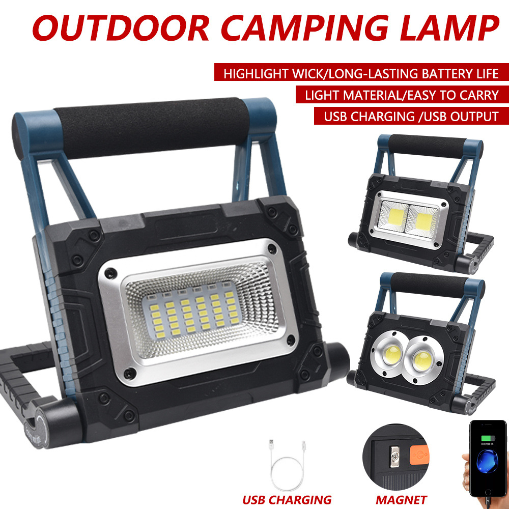 Cross-Border New Arrival Cob Work Light Mobile Emergency Light Portable Camping Light Lawn Lamp USB Rechargeable Flood Light