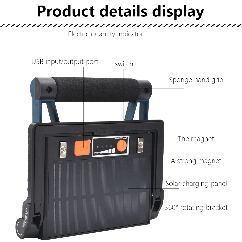 Cross-Border New Arrival Cob Work Light Mobile Emergency Light Portable Camping Light Lawn Lamp USB Rechargeable Flood Light