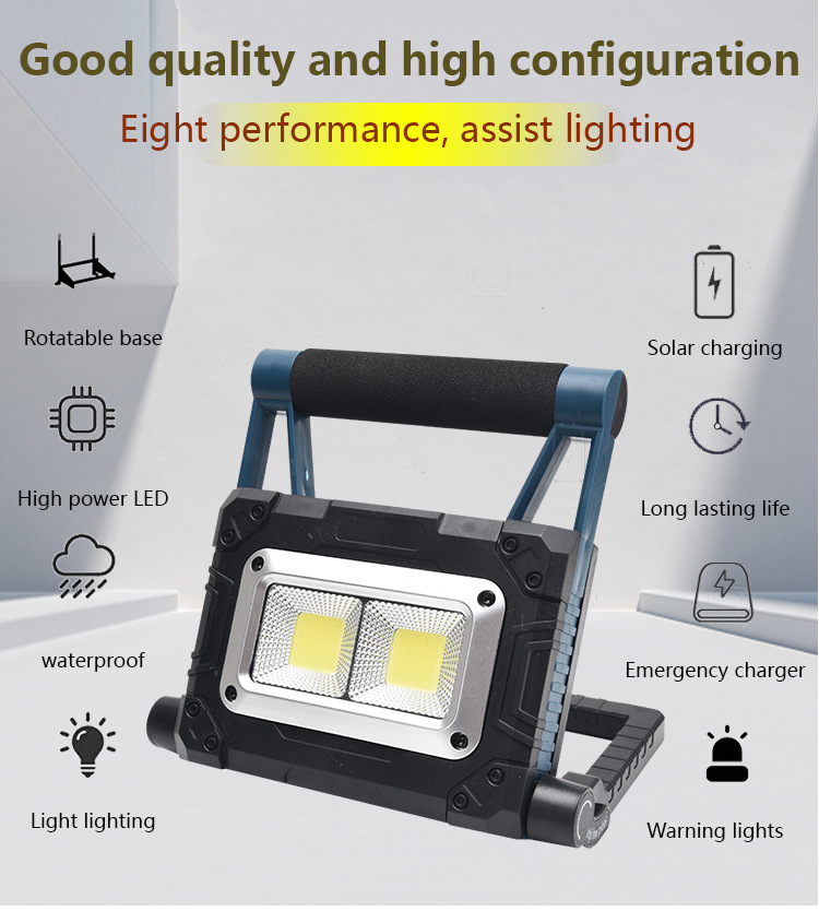 Cross-Border New Arrival Cob Work Light Mobile Emergency Light Portable Camping Light Lawn Lamp USB Rechargeable Flood Light