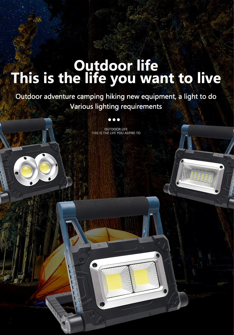 Cross-Border New Arrival Cob Work Light Mobile Emergency Light Portable Camping Light Lawn Lamp USB Rechargeable Flood Light