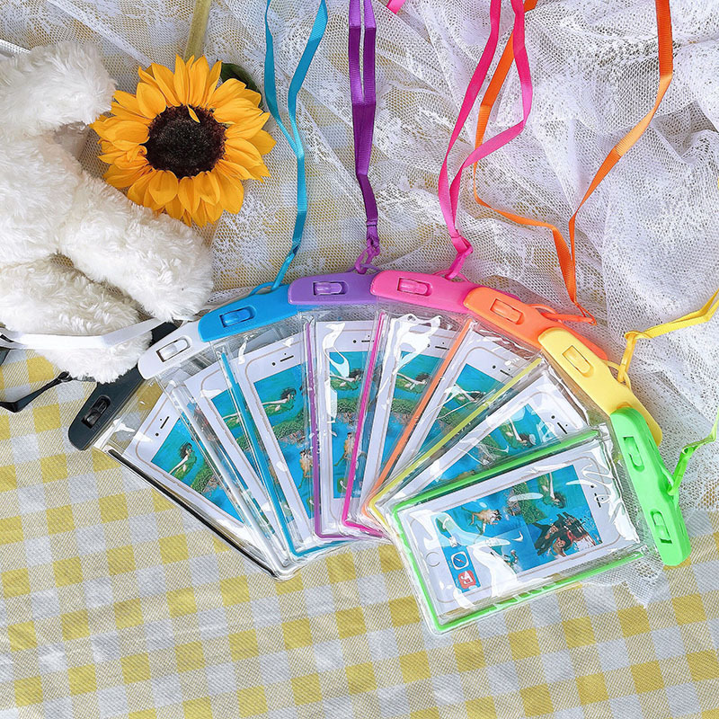 Factory Wholesale Luminous Fluorescence PVC Transparent Mobile Phone Waterproof Bag Swimming Photography Diving 6.5 Inch Waterproof Cover