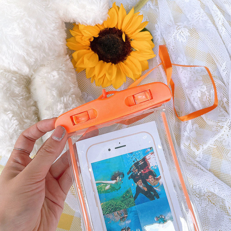 Factory Wholesale Luminous Fluorescence PVC Transparent Mobile Phone Waterproof Bag Swimming Photography Diving 6.5 Inch Waterproof Cover