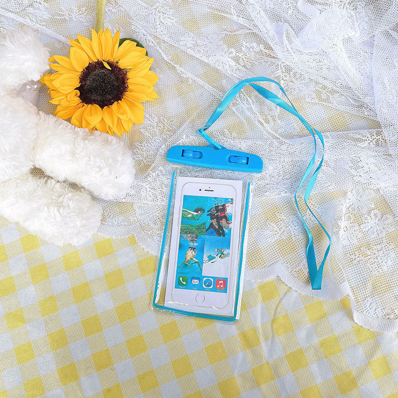Factory Wholesale Luminous Fluorescence PVC Transparent Mobile Phone Waterproof Bag Swimming Photography Diving 6.5 Inch Waterproof Cover