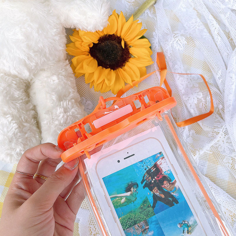Factory Wholesale Luminous Fluorescence PVC Transparent Mobile Phone Waterproof Bag Swimming Photography Diving 6.5 Inch Waterproof Cover