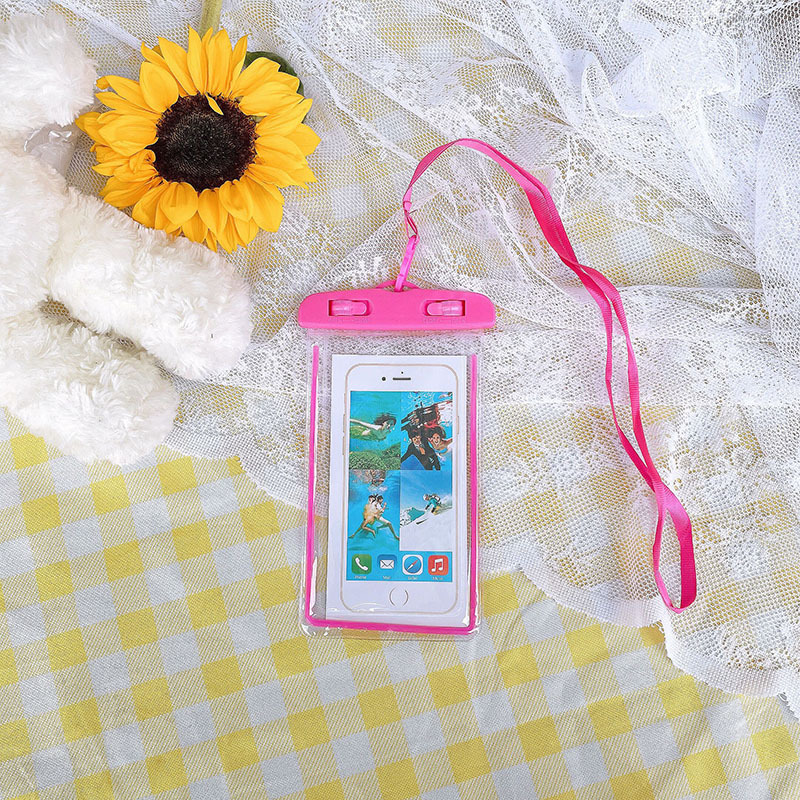 Factory Wholesale Luminous Fluorescence PVC Transparent Mobile Phone Waterproof Bag Swimming Photography Diving 6.5 Inch Waterproof Cover